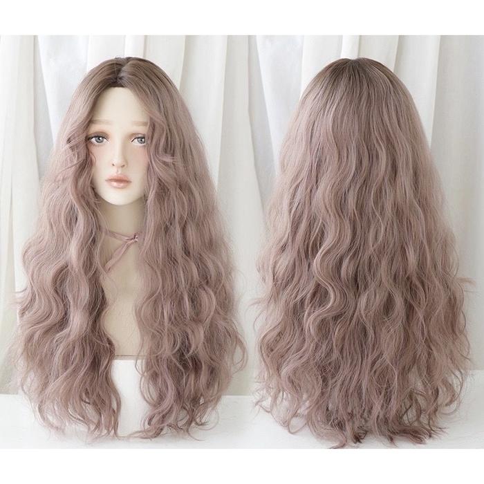 Gambar WIG AKEMI CURTAIN BANGS - MERMAID WAVE 60cm Rambut Palsu Wanita Dewasa Korea Style Premium Fiber - Ombre Ash Pink dari Marcellashairclip undefined Tokopedia