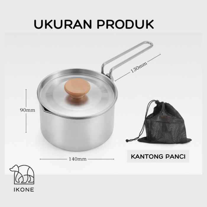 Gambar 【IKONE】PAN Panci Stainlees Steel  Kettle Outdoor Camping Pot Portable Alat Masak Multifungsi - PAN dari Ikone Homeware_NEW undefined Tokopedia