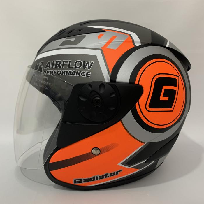 Gambar Helm Vision Jumper (Orange) Gladiator Hitam Doff - Kaca Pelangi Rainbow / Iridium / Silver / Clear - Helm Dewasa - Helm SNI - Helmet - Helem Motif Naga Biru - Vision Jumper (Orange) Hitam Doff (Clear) dari CRX Helmet Kota Administrasi Jakarta Utara Tokopedia