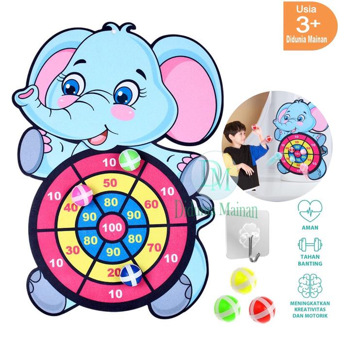 Gambar Mainan Edukasi Anak Cowok Cewek Toys Dart Game Papan Gajah Lempar Bola Tempel - DART GAME GAJAH dari Didunia Mainan undefined Tokopedia