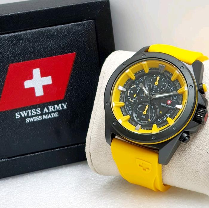 Gambar Jam Tangan Pria Swiss Army Crnograph Fitur Tanggal Aktif dan Crono Aktif COD Kemewahan Watches - Kuning dari FashionSmart99 undefined Tokopedia