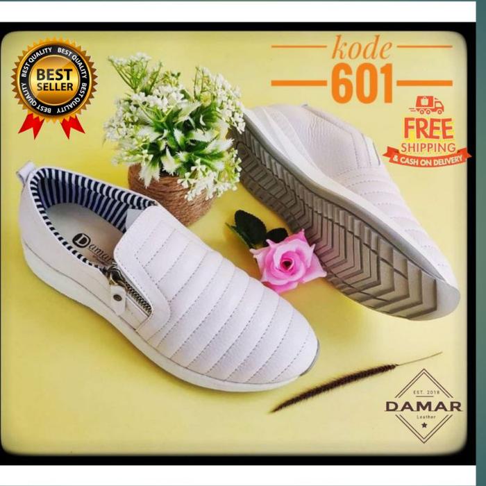 Gambar Sepatu kulit Asli Garut Slip on Wanita Cewek Papirut Sukaregang Original murah kekinian Shoes - Hitam, 36 dari Damar Leather_NEW undefined Tokopedia