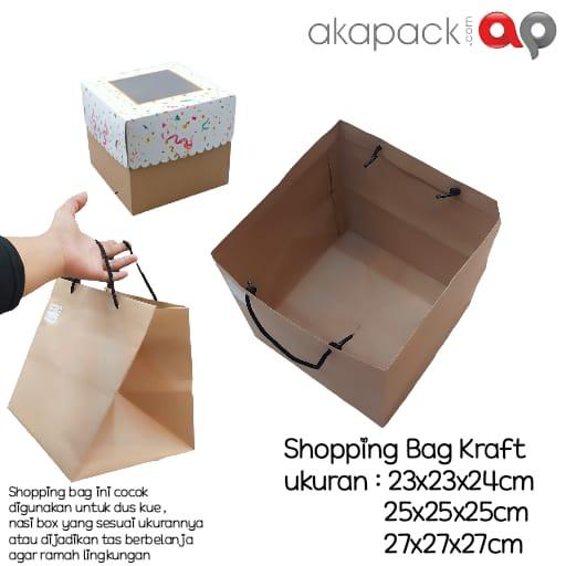 Gambar (10pcs) Shopping  Bag  Tart / Papper Bag Kraft - 23x23x24cm dari Toko Kemasan Akapack undefined Tokopedia
