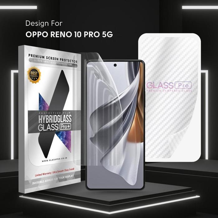 Gambar For OPPO RENO 10 PRO 5G RENO10 PRO 5G - Hybrid Glass Hydrogel Full Cover Depan Belakang Anti Gores Premium Screen Protector Glossy Glass Pro - NOT Tempered Glass Matte Anti Gores Kaca Anti Crack hg-clear-carbon dari Glass Pro Official undefined Tokopedia