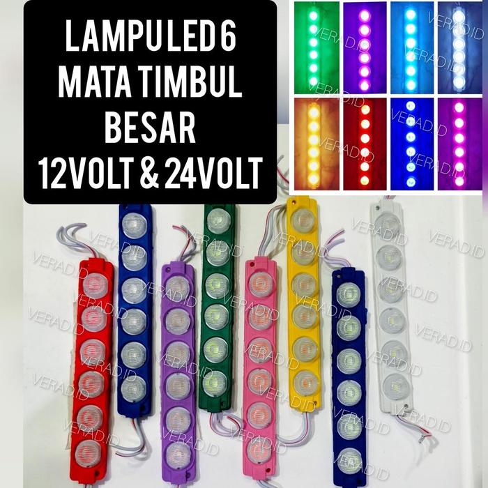 Gambar Lampu Led kolong variasi truk mobil motor 6 mata jumbo timbul besar 3030 6W 12V 24V 12 Volt 24 Volt - 12 Volt, Putih dari Verad.id undefined Tokopedia