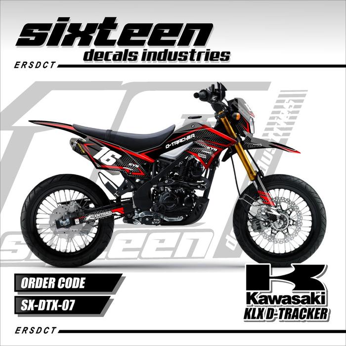Gambar Decal Sticker Motor Cross Supermoto Kawasaki KLX Dtracker 150 New Fullbody - Dekal Stiker Full Body Kawasaki KLX DTX Desain Trail SX 21-07 - MERAH, GLOSSY (MENGKILAP) dari CR Decal Motor undefined Tokopedia