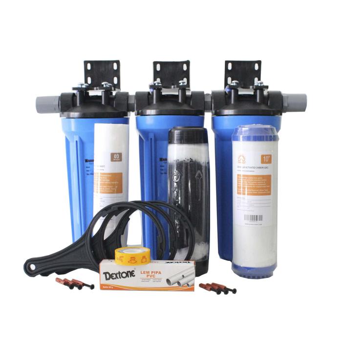 Gambar Paket Filter Air Sumur Bor / Filter Air Toren / Filter Air Kuning Berbesi - Nanotec Blue, 1/2 Inch dari Toko Filter Air KINNOYAMA undefined Tokopedia