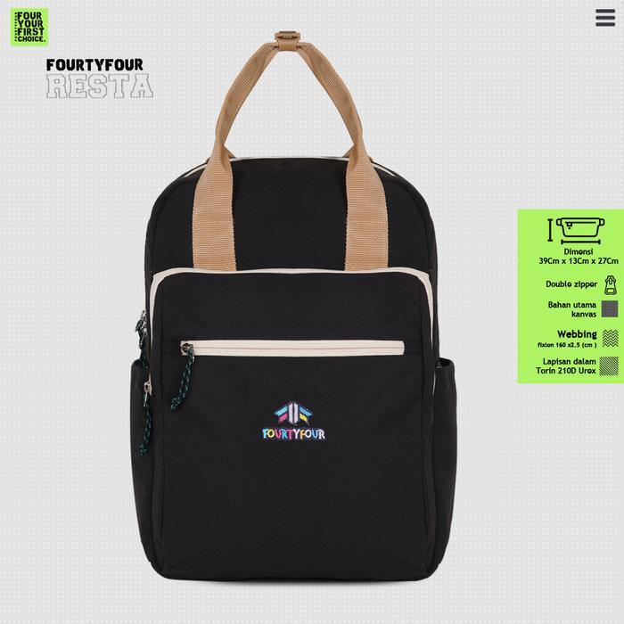 Gambar FOURTYFOUR RESTA - Tas Ransel Kanvas Wanita Anti Air Premium Fourtyfour - Backpack Wanita Canvas Waterproof Casual Premium Sekolah - Black dari FOURTYFOUR IDN undefined Tokopedia