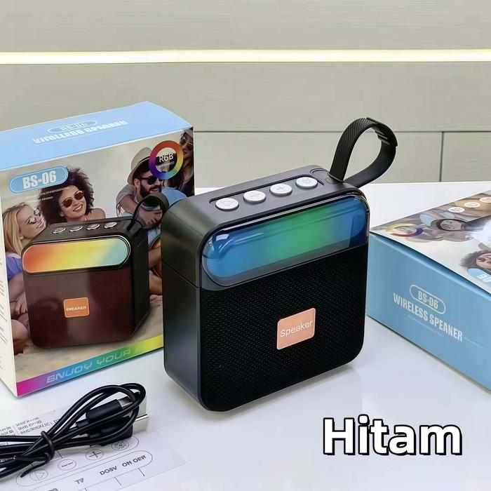 Gambar COD Speaker Bluetooth Mini Portable BS06 RGB 5 Colors LED Light Wireless Speaker Bluetooth Bass TF Multifunction 5.3 Bluetooth Speaker Multifungsi untuk Pesta - Hitam dari Onkac undefined Tokopedia