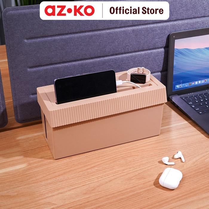 Gambar AZKO Stora Kotak Organizer Penyimpanan Kabel Square Cable Storage Box Organizer Tempat Stop Kontak Kotak Kabel Listrik Charger Dengan Tutup - Cokelat dari AZKO ID undefined Tokopedia