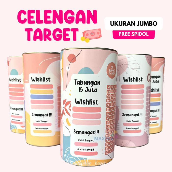 Gambar Maxima Celengan Target JUMBO Permanent Buka Tutup Bonus Spidol dan Plastik - BUKA TUTUP, 50K TARGET 10 JUTA, JUMBO dari maximashop.id undefined Tokopedia
