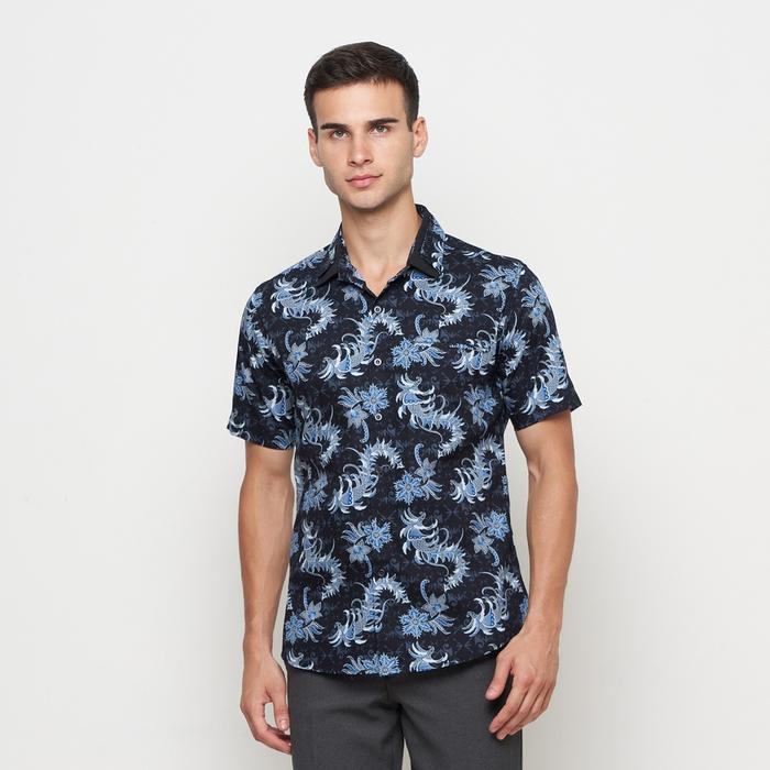 Gambar Kemeja Batik Pria Atasan Batik Modern Lengan Pendek Motif Biru OLR078 - M dari Dancus undefined Tokopedia