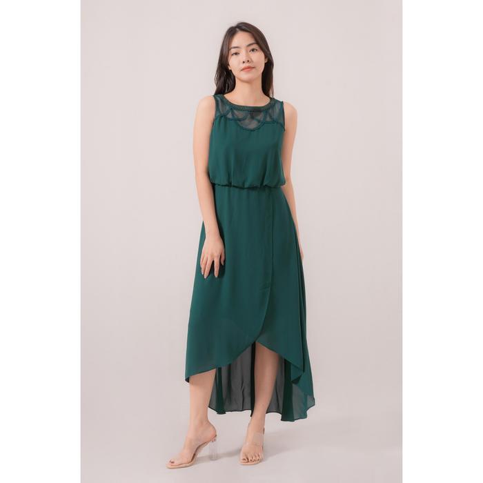 Gambar RIMINI - Dress Wanita Pesta Kondangan Tanpa Lengan Tile xs-xl - Griley Tulip - R85584 Cantik Formal Gaun Fit - EMERALD GREEN, S dari RIMINI SEMARANG undefined Tokopedia