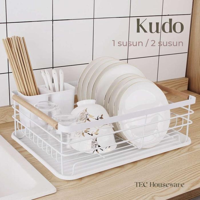 Gambar 【TEC】KUDO Rak Dapur Nordic Style Stainless Rak Wastafel Rak Piring dan Peralatan Dapur kokoh kuat - Putih, 2 Susun dari Tec Houseware undefined Tokopedia