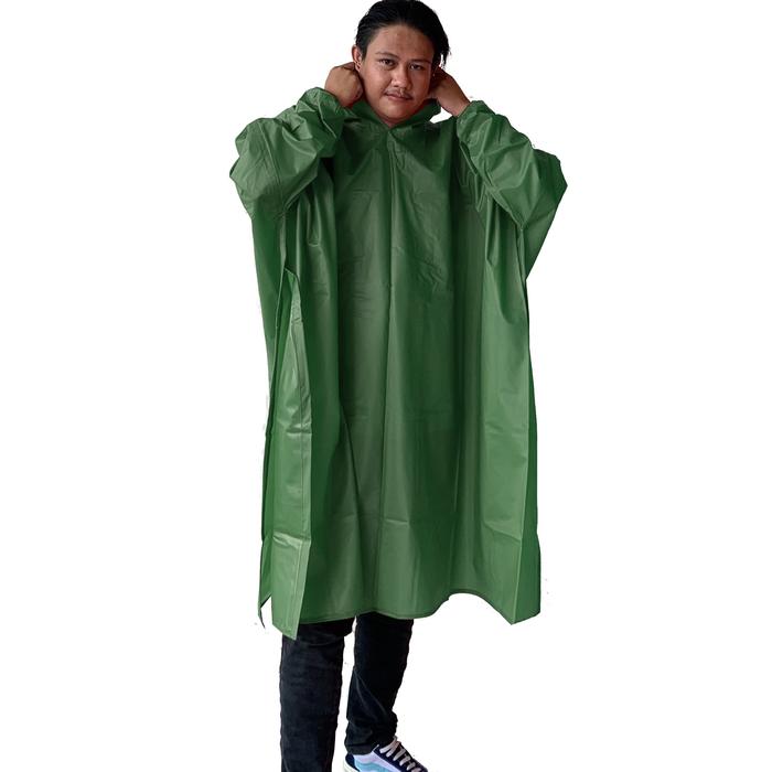 Gambar Jas Hujan Ponco Celana KHN Pria Wanita Dewasa Full Seam Anti Rembes Anti Sobek jas hujan kelelawar dan celana - Army dari KHN Store Kab. Sumedang Tokopedia