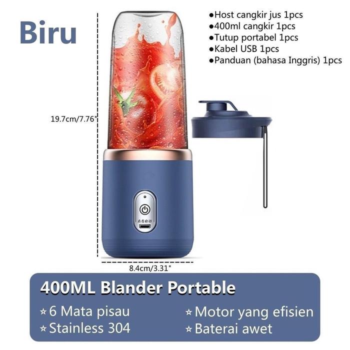 Gambar 【COD】Juicer Mini Portabel ZZJ 6 Pisau Baja Blade Juicer Kapasitas 400ML Dengan Cangkir jus Blender Buah & Sayuran - Biru dari Ufo.ZXC undefined Tokopedia