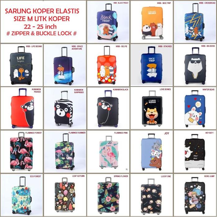 Gambar Sarung Koper Elastis SIZE M 22-25 inch Luggage Cover with Zipper Lock & Buckle Clip dari Zakkaholic Shop undefined Tokopedia