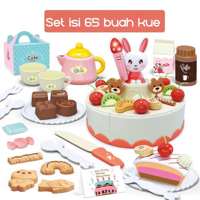 Gambar 65 Pcs Mainan Kue Ulang Tahun Potong DIY – Birthday Cake Toy dengan Musik & Aksesori Buah, Mainan Edukatif Roleplay Anak TK SD, Seru untuk Pretend Play & Belajar Warna Cocok Hadiah Ulang Tahun Anak Perempuan & Laki-laki Souvenir Party Props - Pink 65PCS dari tonkrinshop undefined Tokopedia