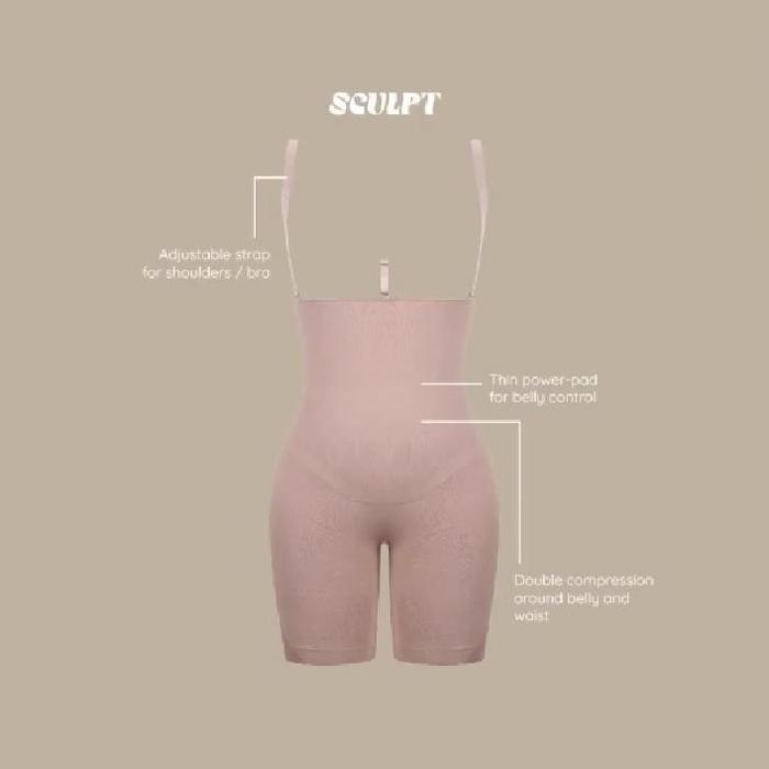 Gambar SCULPT Lycra-Power Bodysuit Shapewear Corset Seamless (Extreme Compression - XS-4XL) Korset Perut Wanita - Clay Skin, XS-S dari sculpt.id undefined Tokopedia