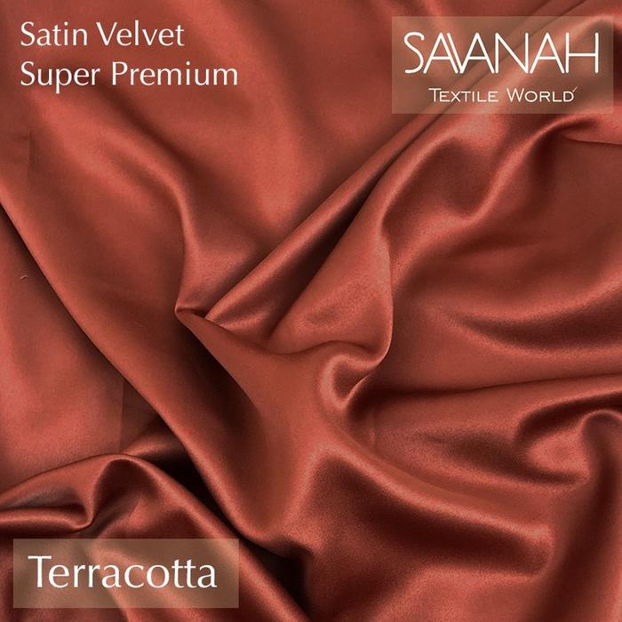 Gambar 1/2 meter Kain Satin Velvet SUPER PREMIUM / Sateen Velvet Premium Dress hijab Gamis VIBRANT - Terracotta dari Savanah Textile undefined Tokopedia