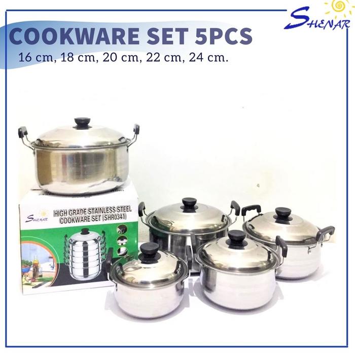 Gambar BISA COD , COOKWARE PANCI SUSUN STAINLESS SERBAGUNA PANCI DENGAN TUTUP ANTI KARAT ALAT MASAK SET SERBAGUNA TERLARIS VIRAL UNIK 3D MURAH - SHENAR - COOKIWARE  4 SET dari SHENARHOUSEHOLD undefined Tokopedia