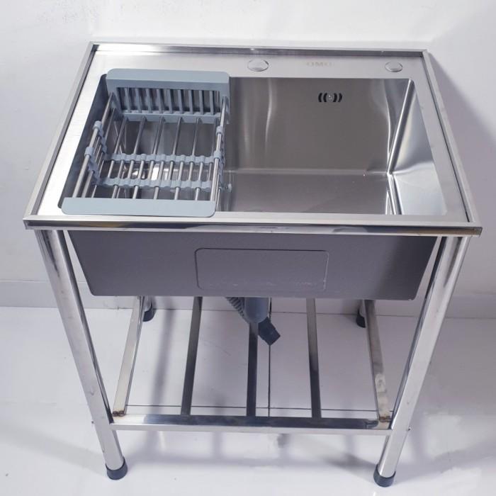 Gambar Sink table bak cuci piring meja portable 1 lubang 6045 stainless Kran Set - Sink + kaki dari SW Store69 undefined Tokopedia