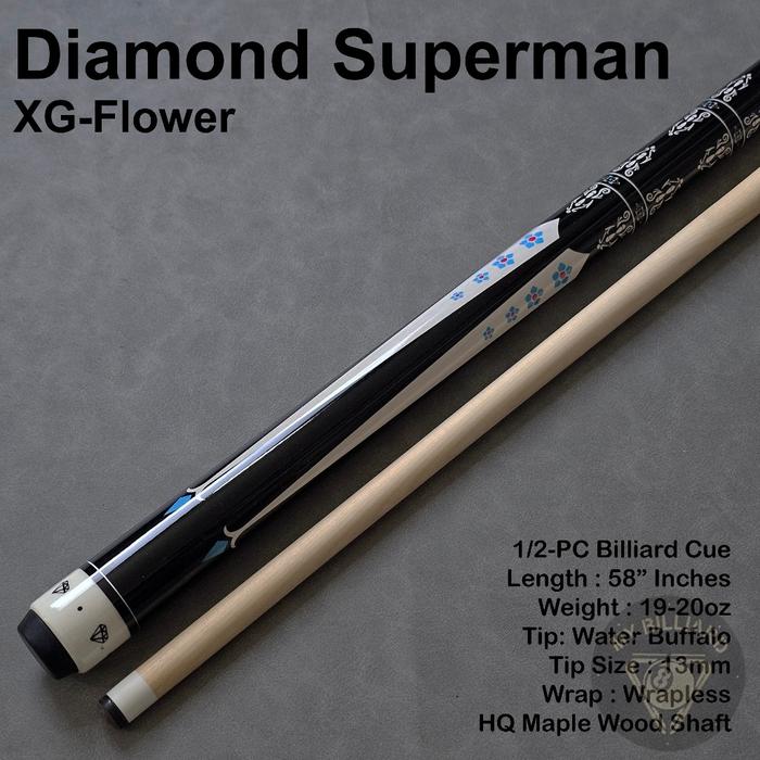 Gambar Diamond Superman 13mm Cue XG Flower Billiard Stick - New Stik Billiar dari Sundaysbilliard.id undefined Tokopedia