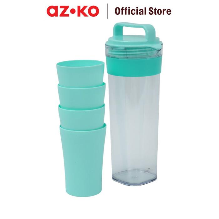 Gambar AZKO Delicia Set 5 Pcs Skyte Teko & Gelas Set Water Jug With Glass Pitcher Dengan Tutup Dan Handle Wadah Penyimpanan Air Peralatan Minum - Hijau - Hijau dari AZKO ID undefined Tokopedia