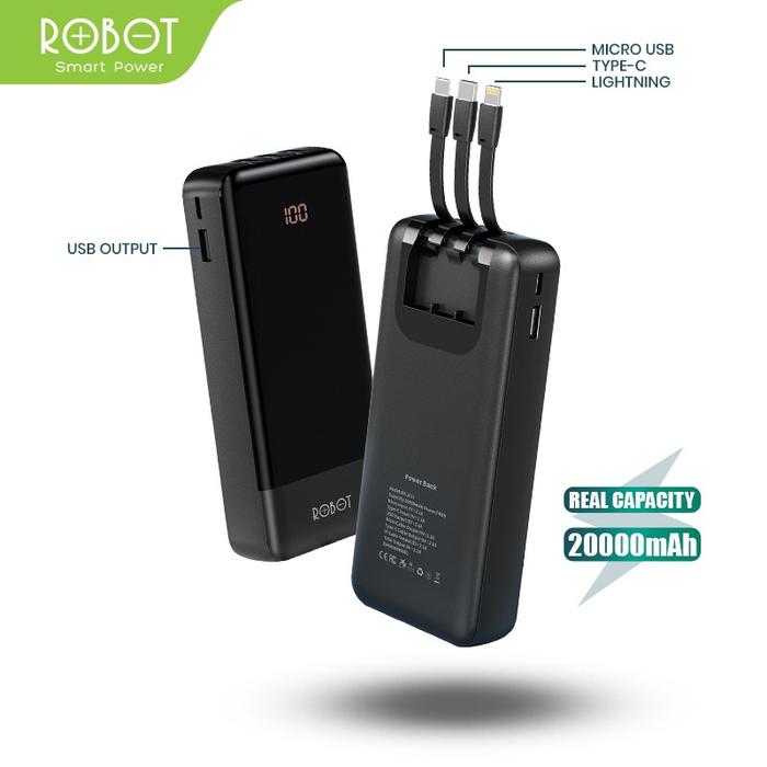 Gambar PowerBank ROBOT 10000mah RT190S 2.4A Dual Input Port Type C & Micro USB Original Fast Charging Real Capacity - Garansi Resmi 1 Tahun [ BISA COD ] - RP-201L dari RobotSmartPower undefined Tokopedia