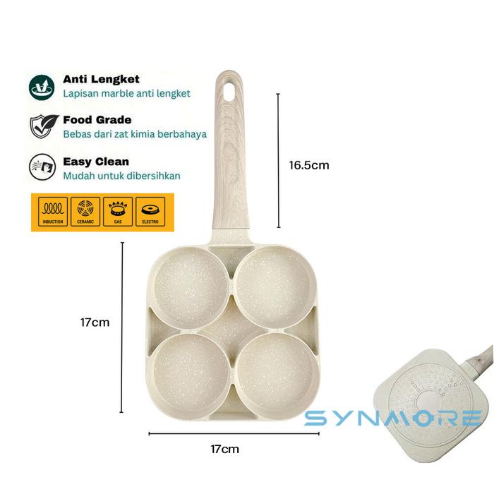 Gambar Wajan Panci Penggorengan Telur Pancake 3in1 Non Stick Egg Frying Pan Wajan Teflon Telur Anti Lengket - cream (4 Lubang) dari Synmore Official Store undefined Tokopedia