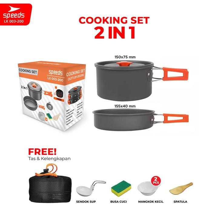 Gambar SPEEDS SET Masak Camping Mini Cooking Alat Cookware Rekreasi Pesta Portable 2-6 Orang Outdoor Simple 003-200 - 003-200 SET dari SpeedsShop undefined Tokopedia
