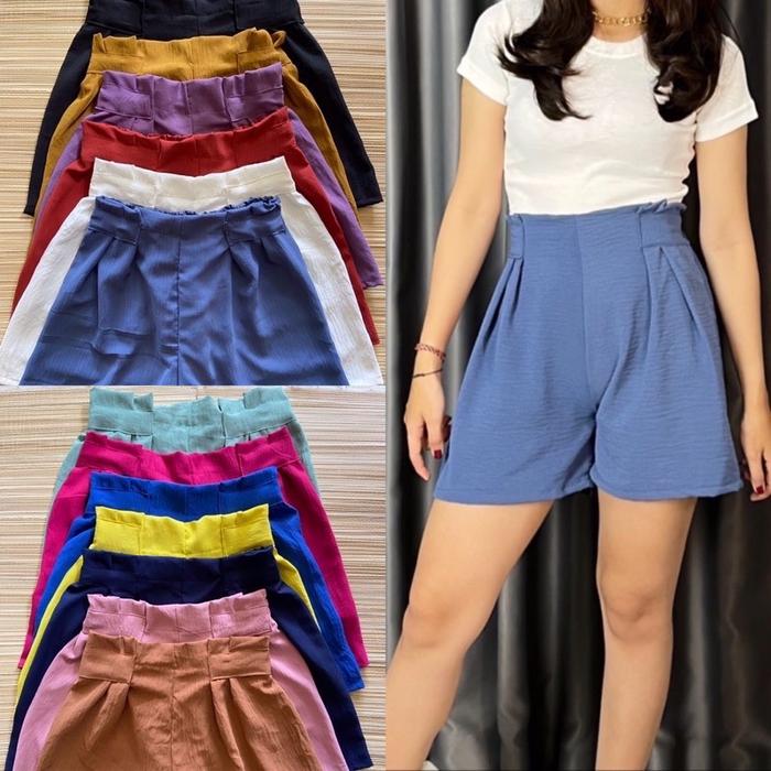 Gambar Celana pendek cringkel airflow by disaa shorts wanita crinkle  santai  Kulot Karet - Hitam dari Disahijabstore undefined Tokopedia