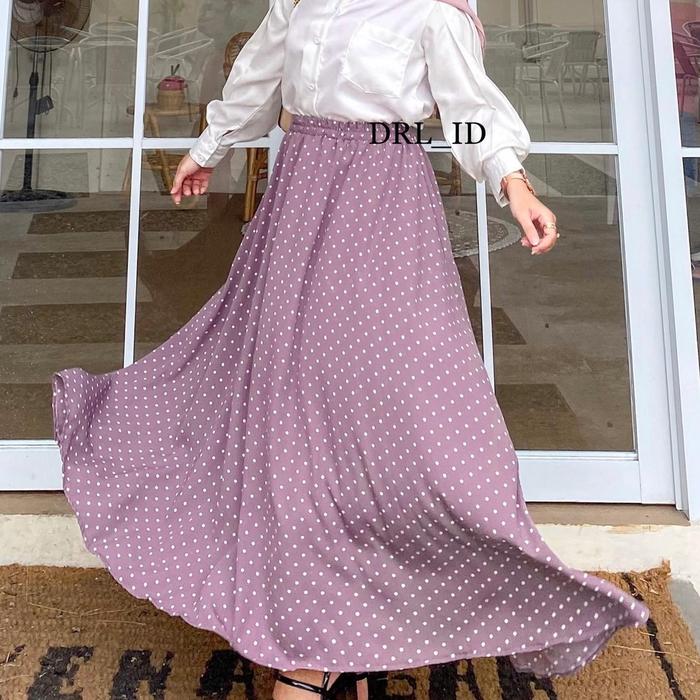 Gambar ROK POLKADOT POLKA SKIRT BY DRL ID - Lilac, 85cm, untuk tinggi badang kurang dari 157cm dari DRLoutfit undefined Tokopedia