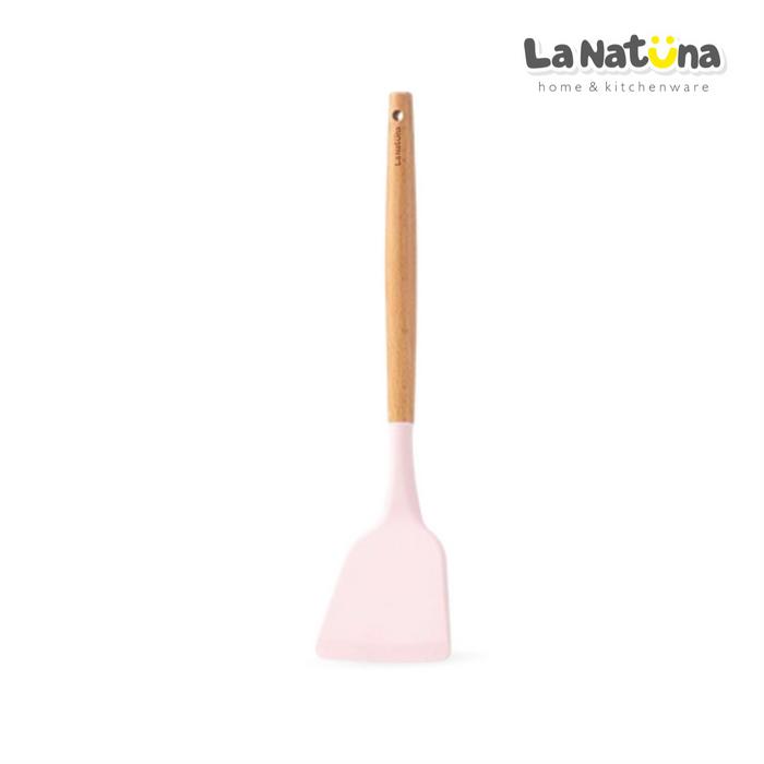 Gambar La Natuna Spatula Silicone Utensil Gagang Kayu Tahan Panas Sutil Pegangan Kayu Peralatan Memasak - Pink dari LaNatuna undefined Tokopedia