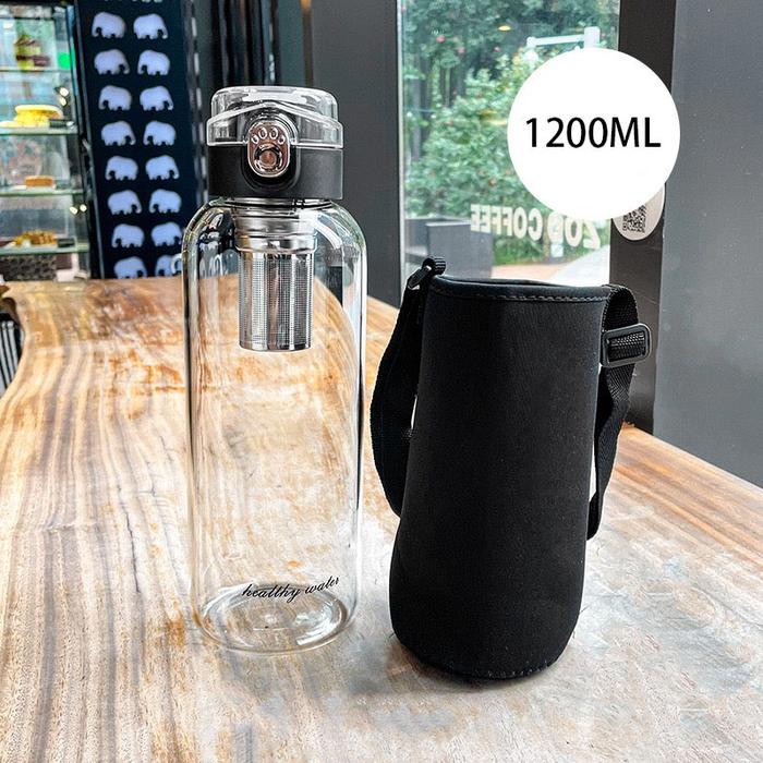 Gambar Tumbler Botol Minum Penyaring Bahan Kaca Tahan Panas Dingin Kualitas Premium - 1200ml dari Ruma Zen undefined Tokopedia