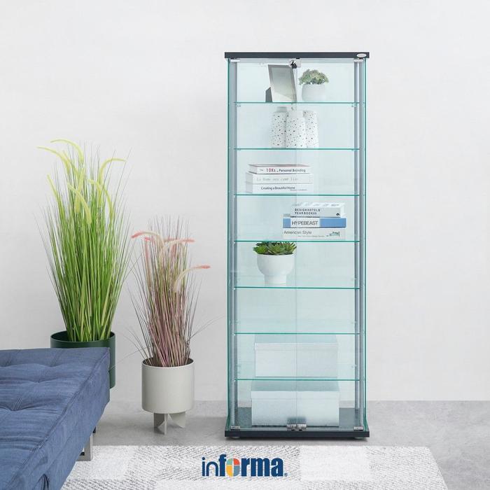 Gambar INFORMA NEWVY CURIO LEMARI PAJANG 2 PINTU DENGAN KUNCI - HITAM dari Informa Indonesia undefined Tokopedia