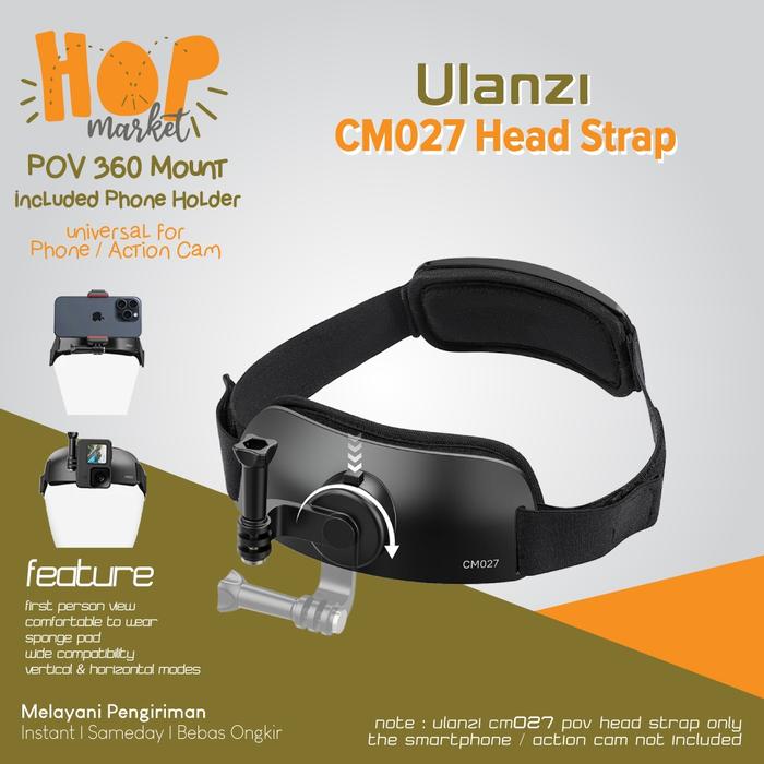 Gambar ULANZI CM027 Head Strap Quick Release Mount for Smartphone HP / Action Cam GoPro DJI Osmo Insta360 (Tali Mounting di Kepala) dari hop market undefined Tokopedia