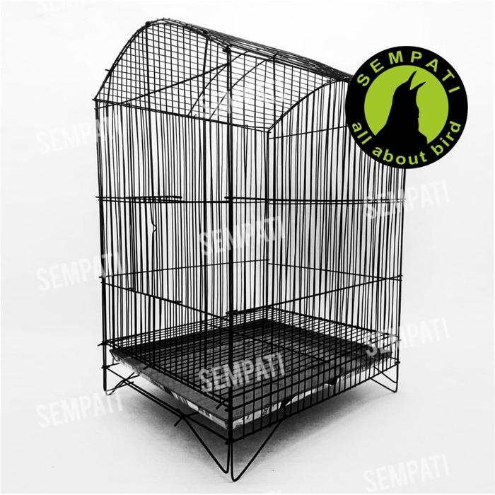Gambar SEMPATI Sangkar Kotak Besi Lipat 55 x 35 x 30 cm Kandang Burung Perkutut Kenari Pleci Sogon Ciblek Lovebird Sugar Glider Gecko Fullset Tatakan - HITAM dari Sempati Bird Shop undefined Tokopedia