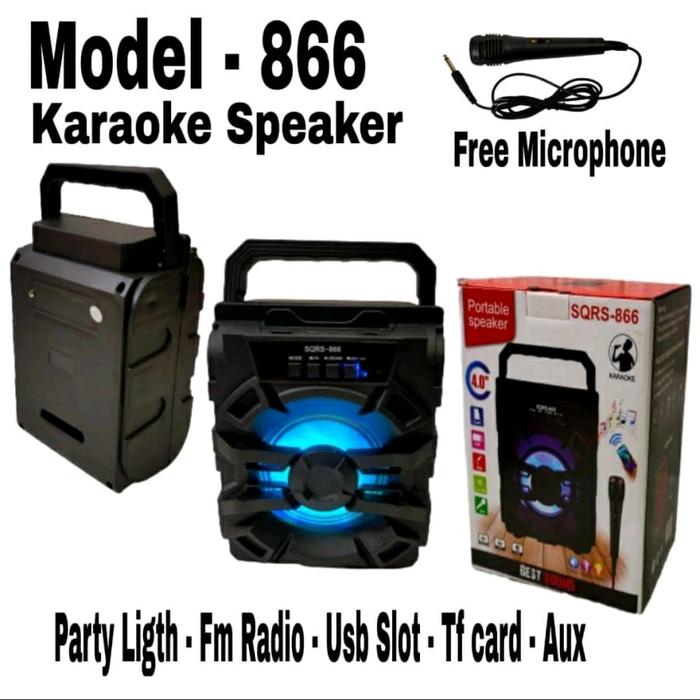 Gambar Speaker Bluetooth Wireless SQRS 866 plus mic karaoke salon portable 4 inci - -, - dari Goldenplatinum696 undefined Tokopedia