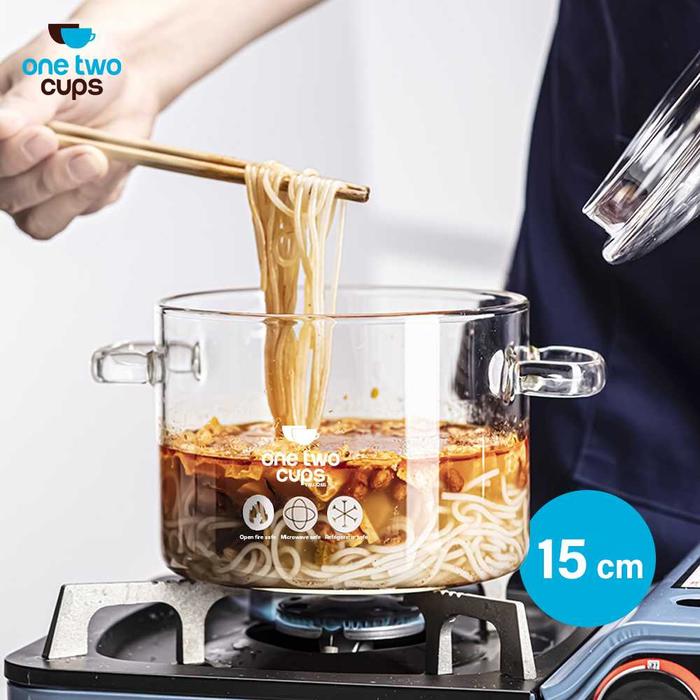 Gambar AFFSELV One Two Cups Panci Kaca Glass Cooking Pot Borosilicate Tahan Panas Api - YWJ-1265 - Transparan, 16cm dari Affselv Now undefined Tokopedia