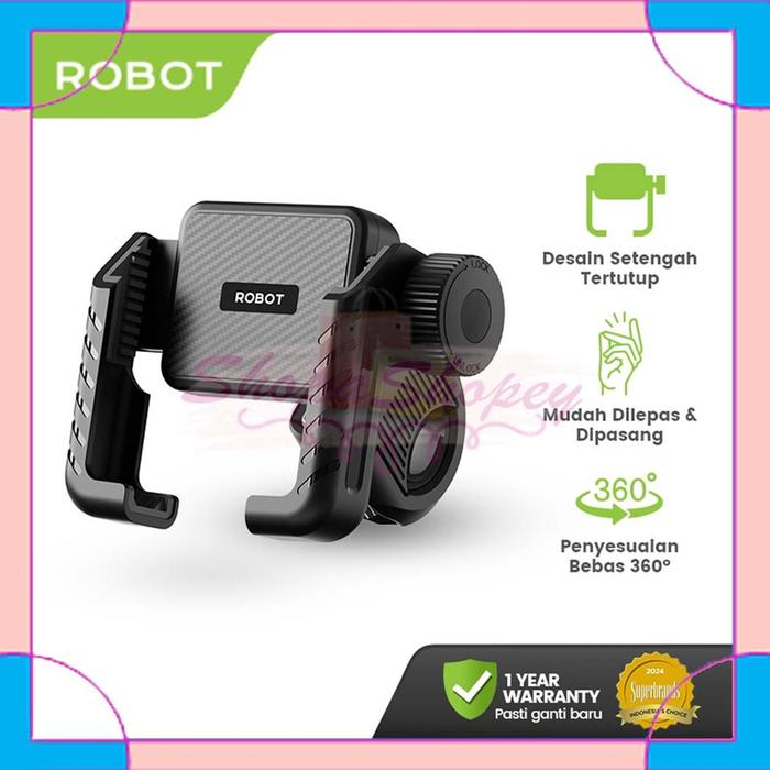 Gambar ROBOT RT-MH06 Dudukan HP Motor Phone Holder Setengah Tertutup 360 Anti Getar & Anti Slip - MH06 dari ShopaShopey undefined Tokopedia