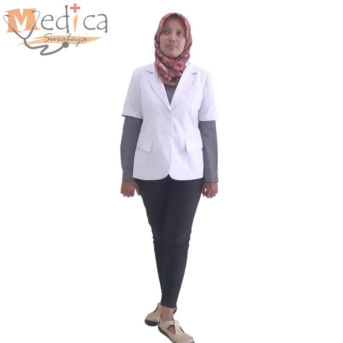 Gambar Jas Dokter Wanita Lengan Pendek Putih Polos dari Medica Surabaya Store undefined Tokopedia