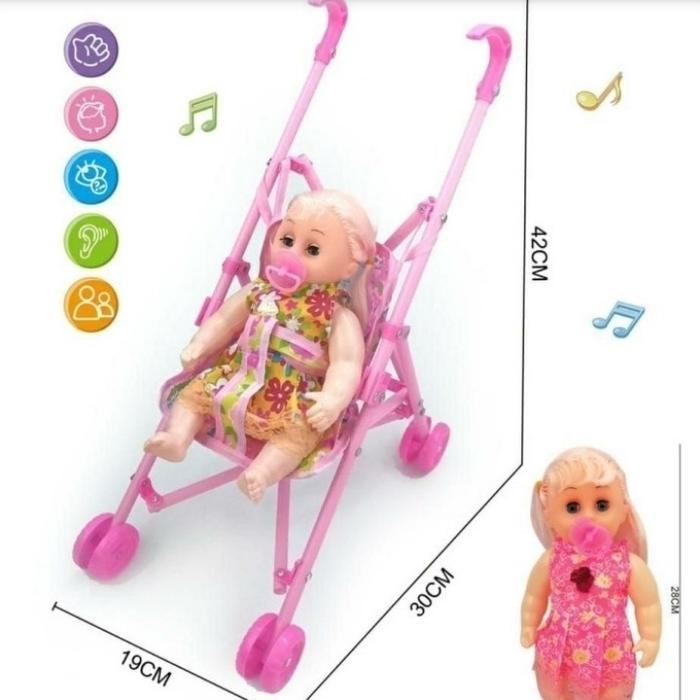 Gambar DT0296 PROMO MAINAN ANAK DORONGAN BAYI PLUS BONEKA BAYI MAINAN STOLLER PLUS BONEKA dari Dinasty Toys_NEW undefined Tokopedia