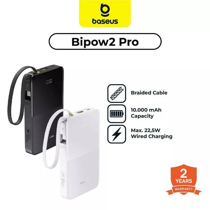 Gambar BASEUS POWERBANK ENERFILL FC51 BIPOW2 PRO DIGITAL DISPLAY WITH BUILT-IN CABLE 10000MAH 22.5W - BLACK dari Carbon Official Store Kota Administrasi Jakarta Pusat Tokopedia