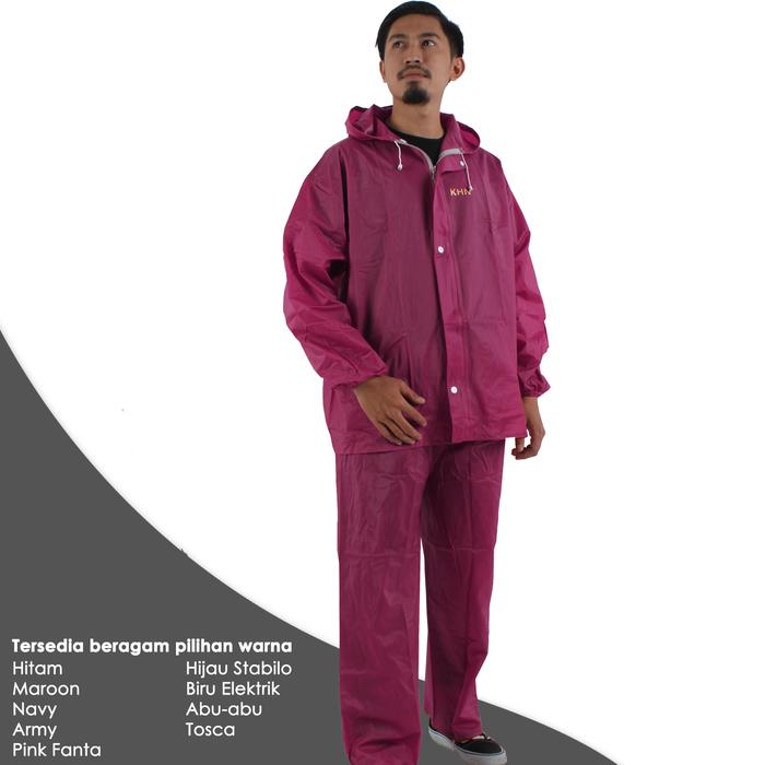 Gambar Jas Hujan Setelan Baju dan Celana KHN Pria dan Wanita Sealing Press Biru Merah Hijau - Pink, Remaja dari KHN Store undefined Tokopedia
