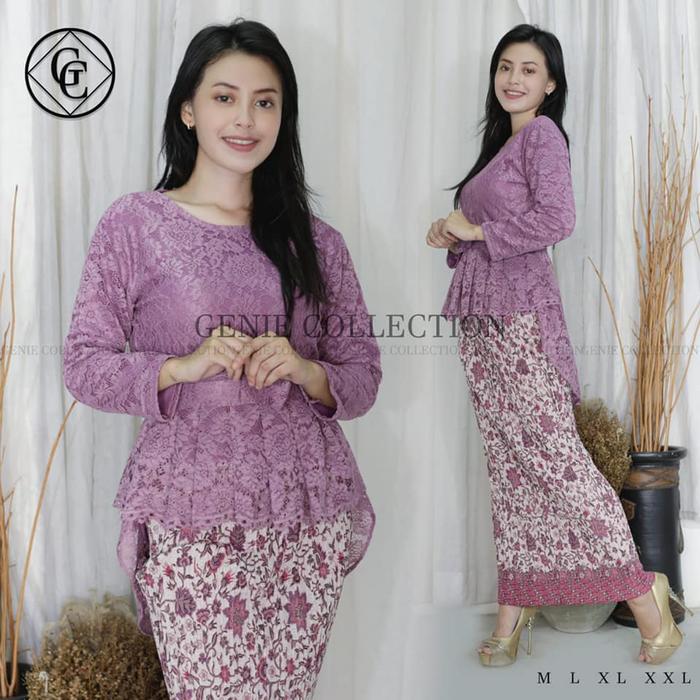 Gambar Hanya Atasan Kebaya Brokat Aurora Pinguin - kebaya wisuda pesta pager ayu - lavender, M dari DINATA KEBAYA undefined Tokopedia