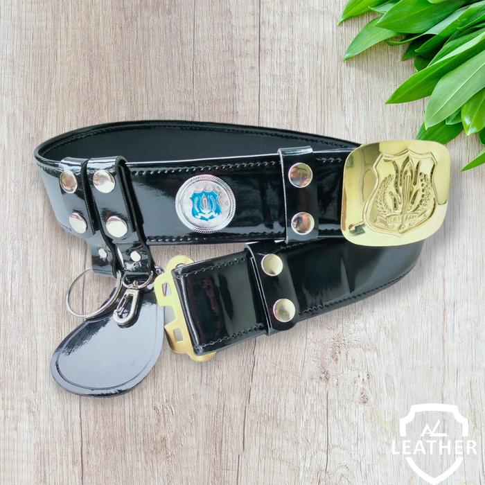 Gambar SABUK SATPAM KOPEL SECURITY BADAN SABUK BADAN KOPEL SECURITY PAKAI LOGO KULIT LUX KILAP SINTETIS - Kopel Logo Pakai Bangkol, Hitam, 26-27  90 dari AL Leather.co undefined Tokopedia