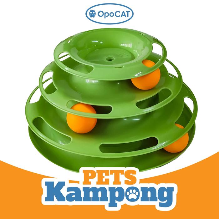 Gambar Opo Cat - Mainan interaktif Kucing Play Toy 3 Tower bola track 3 tingkat - Hijau dari Pets Kampong undefined Tokopedia