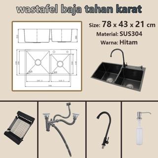 Gambar Kitchen Sink Stainless/Bak Cuci Piring 1/2 Bowl Besar Original/Wastafel Cuci Piring Minimalis/Kitchen Sink Model SS304 Stainless Steel- Set For Sale kuningan black persegi panjang hitam Kotak Baja - 7843H Dual Hitam dari Lighthundred Mall undefined Tokopedia