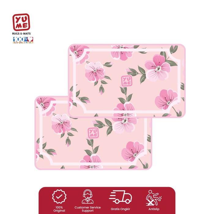 Gambar Paket 2pcs Keset Lantai Keset Dapur Antislip YUME 50x80 - Blooming pink dari Amore Collections_NEW undefined Tokopedia
